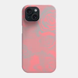 Coral pink and light grey abstract painted roses pattern Phone Case