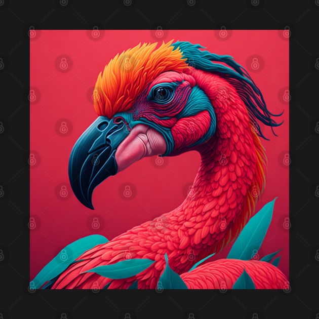 Cool Colorful Flamingo Portrait Graphic by click2print