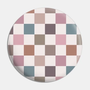 Romantic Pink Beige Checkerboard Pattern Pin