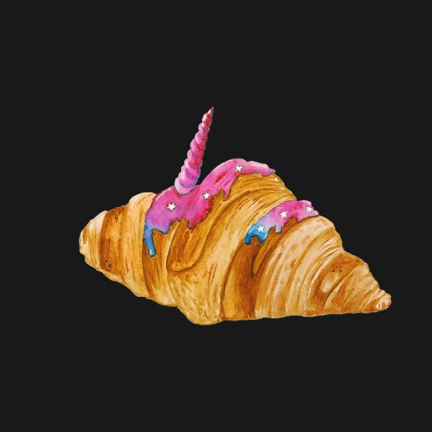 Watercolor croissant - fairy unicorn by Agras