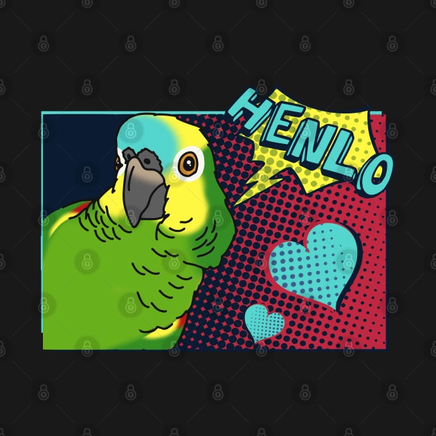 Henlo Blue Fonted Amazon Parrot Comic by FandomizedRose