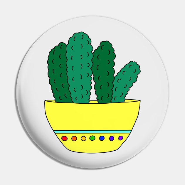 Cute Cactus Design #27: Brocoli Cactus Cereal Pin by DreamCactus