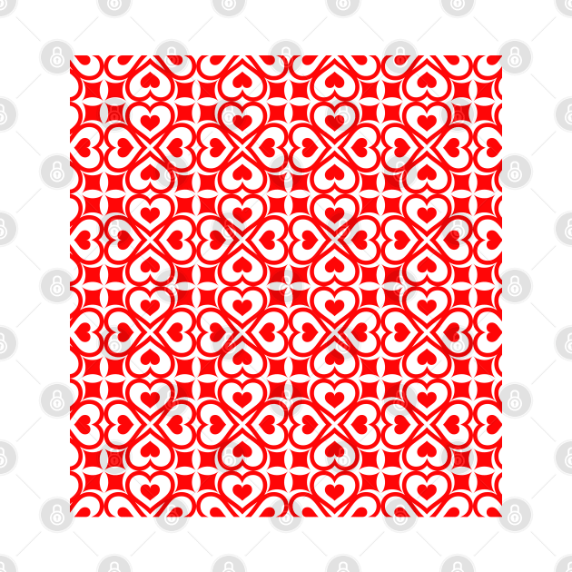 Red Heart Pattern On White Background Art Print Pattern Design by Pattern Plans