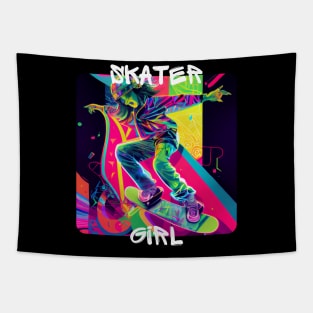 Skater Girl - cool girl skates on the street 2 Tapestry