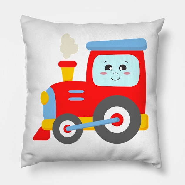 Steam Engine Locomotive Train for Kids Boys Girls Toddlers Pillow by samshirts