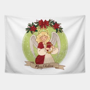 Christmas Angel red Tapestry