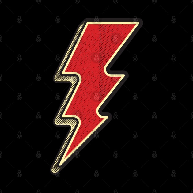 KICK ASS Flash Lightning Bolt Electricity Symbol Vintage Style Sketch by Naumovski