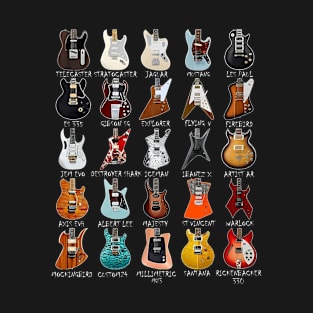 Guitar Collectors 25 Iconic Guitar Body Shapes T-Shirt