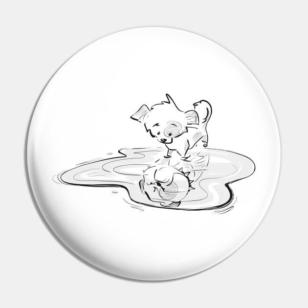 Puppy reflection Pin by Jason's Doodles