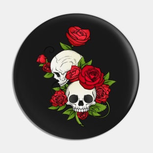 Skulls and Roses Pin