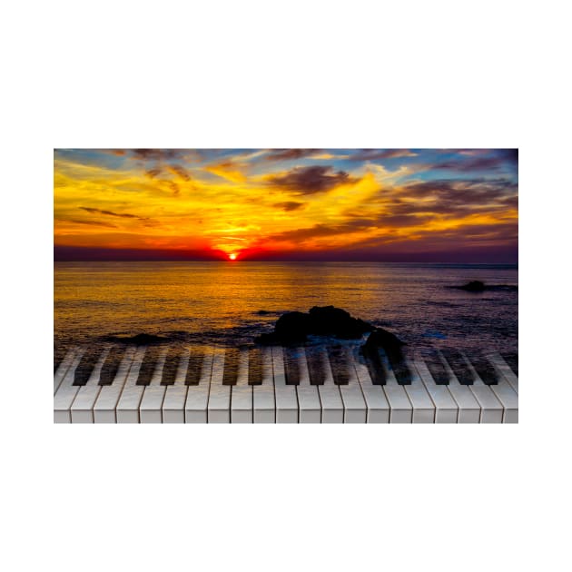 Ocean Sunset Over Keyboard by photogarry