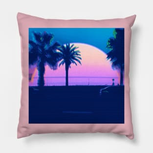 vaporwave palms sunset Pillow