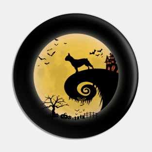 French bulldog Dog Shirt And Moon Funny Halloween Costume Pin