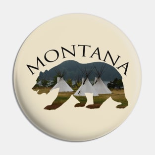 Montana - Grizzly and Teepees Pin