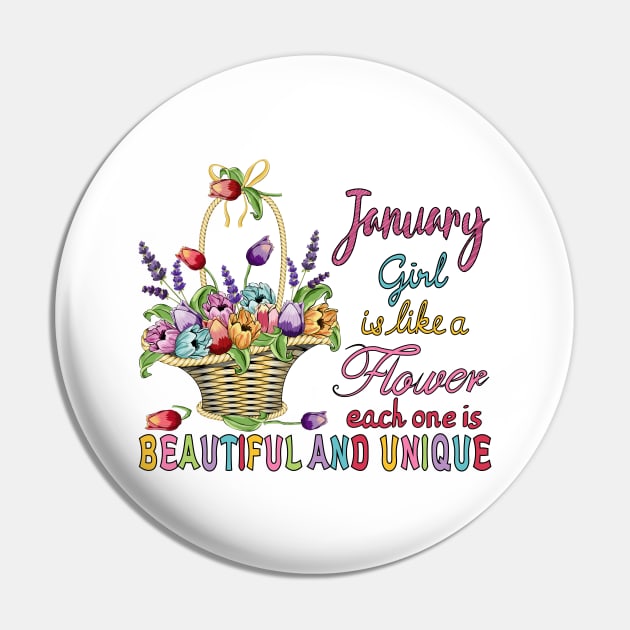 January Girl - Flower Basket Pin by Designoholic