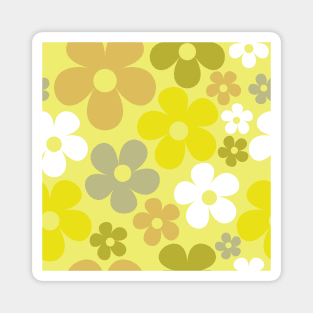 Hippie Floral Yellow Pastel Flower Seamless Pattern Magnet