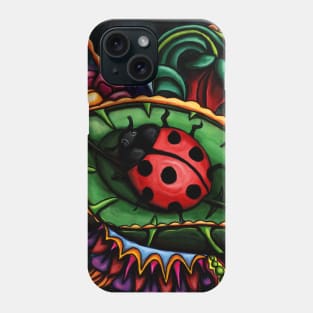 Colorful ladybug painting, semi-abstract insect garden art Phone Case