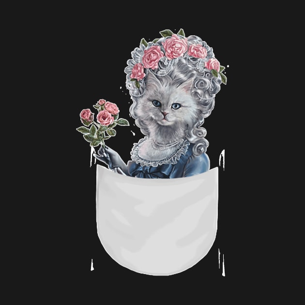 Cat Impersonate Queen Marie Antoinette Holdin Flower by Peter Smith