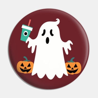 Ghost Coffee Halloween Cute Coffee Costume Pin