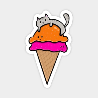 Kawaii kitty on ice cream cone Magnet