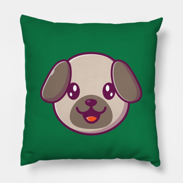 Cute Dog Face Cartoon (3) Pillow by Catalyst Labs