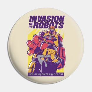 Invasion of robots retro sci-fi art Pin