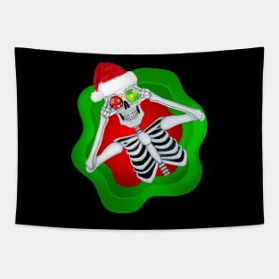 Funny Christmas Skeleton Santa Hat Ornaments Tapestry