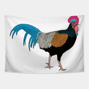 Green Jungle Fowl Digital Drawing Tapestry