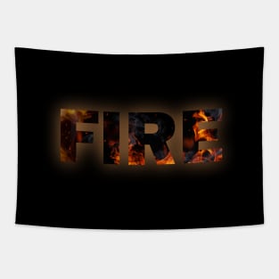 Fire Flames Text Tapestry