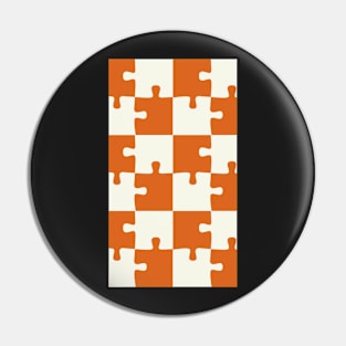 Cute Vintage Orange & White Puzzle Pattern Pin