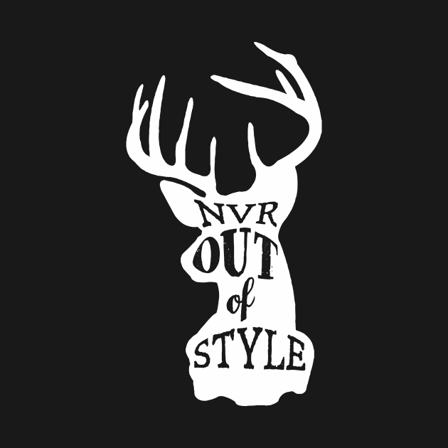 Retro Animal Stag Nvr Out of Style White by Rebus28