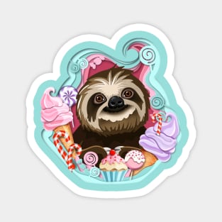 Sloth in the ice cream Magnet