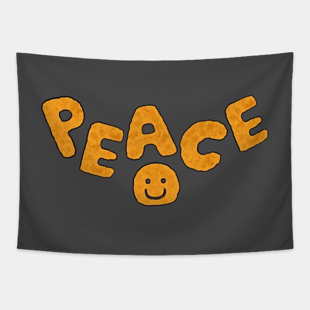 Chicken Nugget Peace Smile Cute Meme Funny Logo Food Tapestry by Marinaaa010