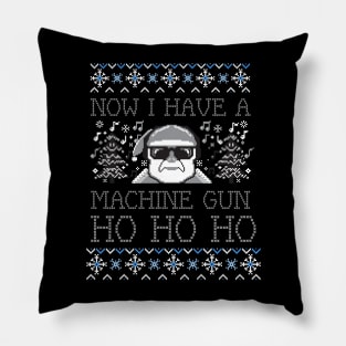 Now I Have A Machine Gun Ho-Ho-Ho Ugly Christmas Sweater Pillow