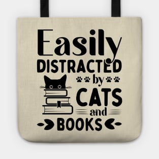 Easily Distracted Cats And Books Tote