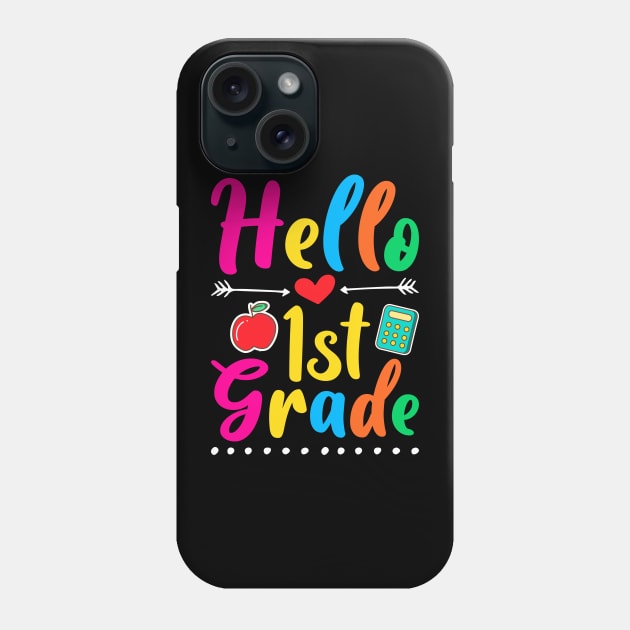 Colored Hello 1st Grade Back to School First Grade Teacher Phone Case by ArtedPool