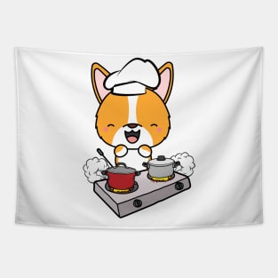 Funny corgi is cooking Tapestry