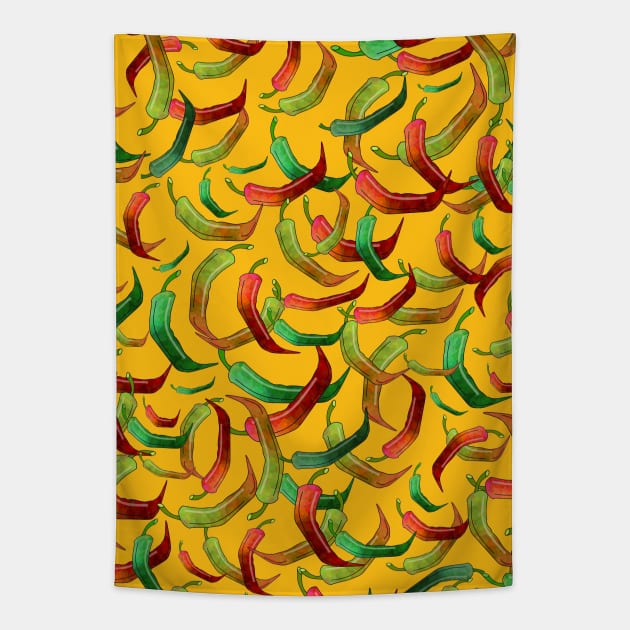 RED And Green Hot Peppers Tapestry by SartorisArt1