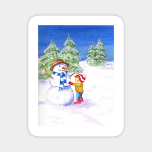 Stick'm up Mr. Snowman Christmas Scene Magnet