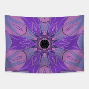 Cartoon Mandala Flower Purple Pink and Blue Tapestry