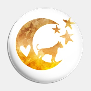 Boxer Dog Moon Stars Art Pin