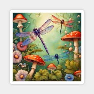 Mystical Garden II Dragonfly Utopia Magnet