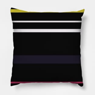 An exquisite amalgam of Very Light Pink, Dark, Almost Black, Dark Pink and Piss Yellow stripes. Pillow