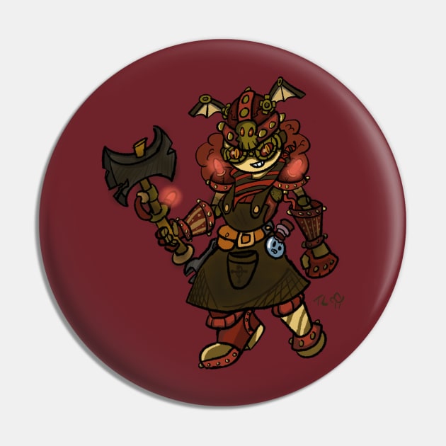 Steampunk Barbarian Engineer Pin by BowlerHatProductions