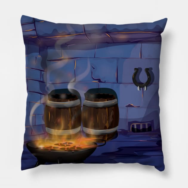 Medieval Forge Cartoon Pillow by nickemporium1