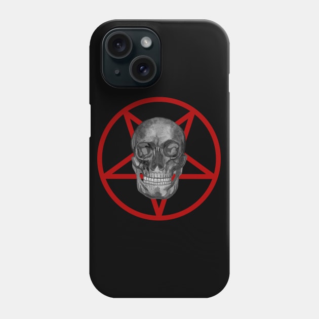 Skull in satanic red pentacle Phone Case by deadblackpony