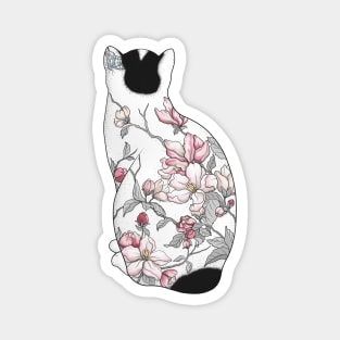 Cat in Apple Blossom Tattoo Magnet