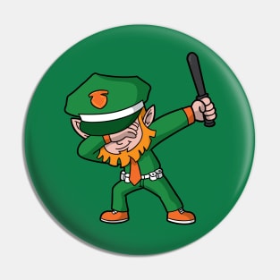 Dabbing Leprechaun Police Officer Irish St Patricks Day Pin