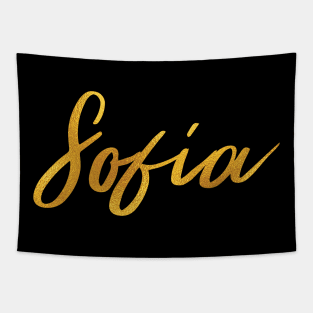 Sofia Name Hand Lettering in Faux Gold Letters Tapestry