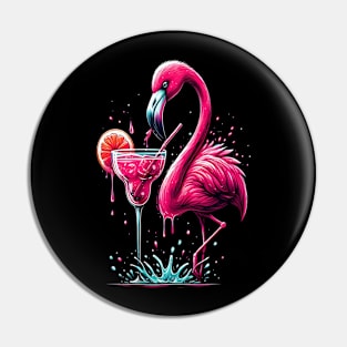 funny flamingo drinking margarita Pin